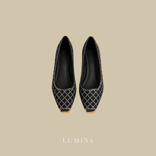 Grid Glitter Pumps