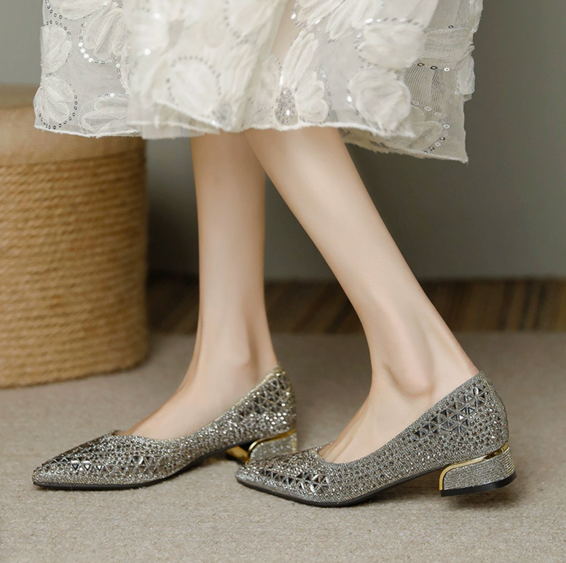 Glitter Mesh Pumps