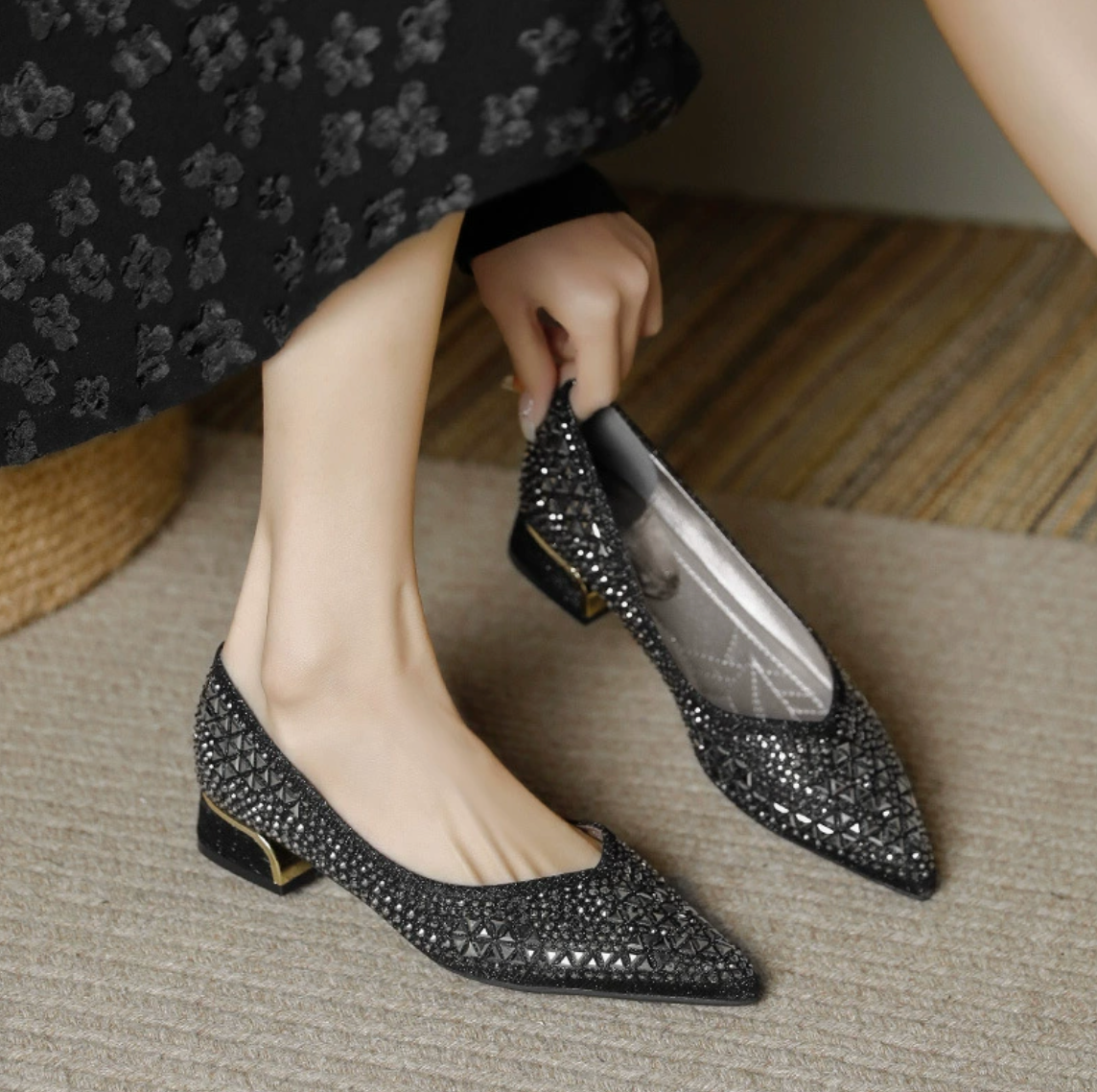 Glitter Mesh Pumps