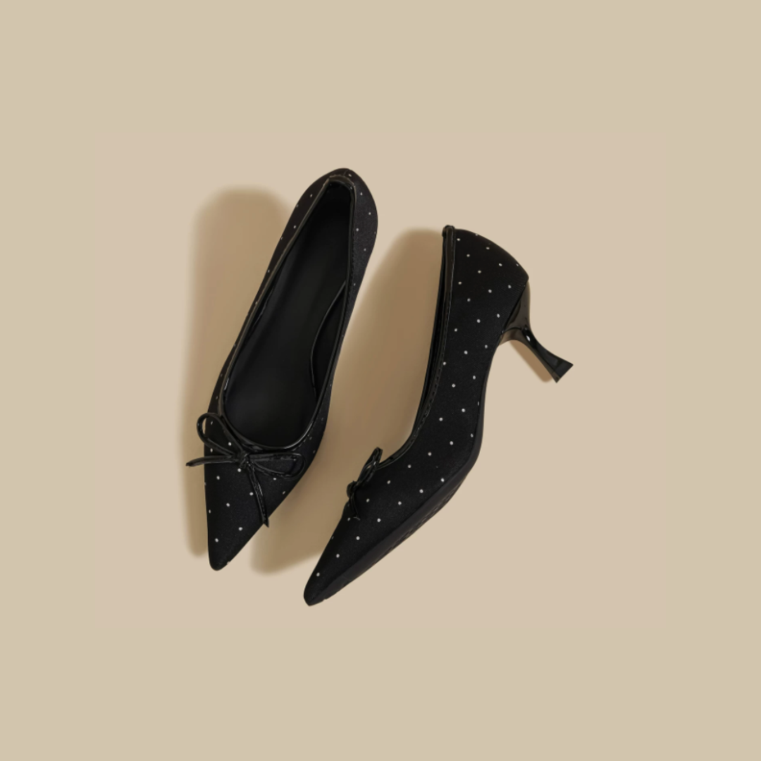 Polka Dot Ribbon Pumps